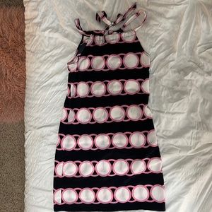 black and pink cute neck tie dress
